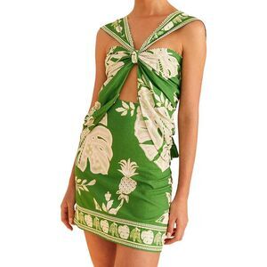 chinese dress ladies Green Monstera Corset Eyelet Maxi Dress – FARM Rio